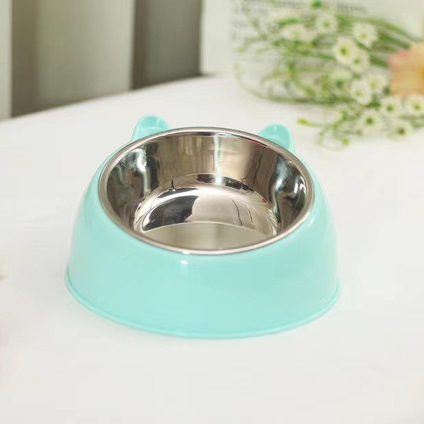 Double Bowl Stainless Steel Dog Bowl Overturning Prevention Dog Bowl Cartoon Drinking Water Feeder Cat Food Bowl