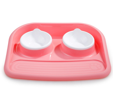 Environmental Pet Bowl Plastic Anti-skid Double Bowl Anti-knocking, Eating and Drinking Dual-purpose Dog Feeder Dog Pot