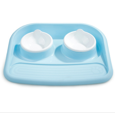 Environmental Pet Bowl Plastic Anti-skid Double Bowl Anti-knocking, Eating and Drinking Dual-purpose Dog Feeder Dog Pot