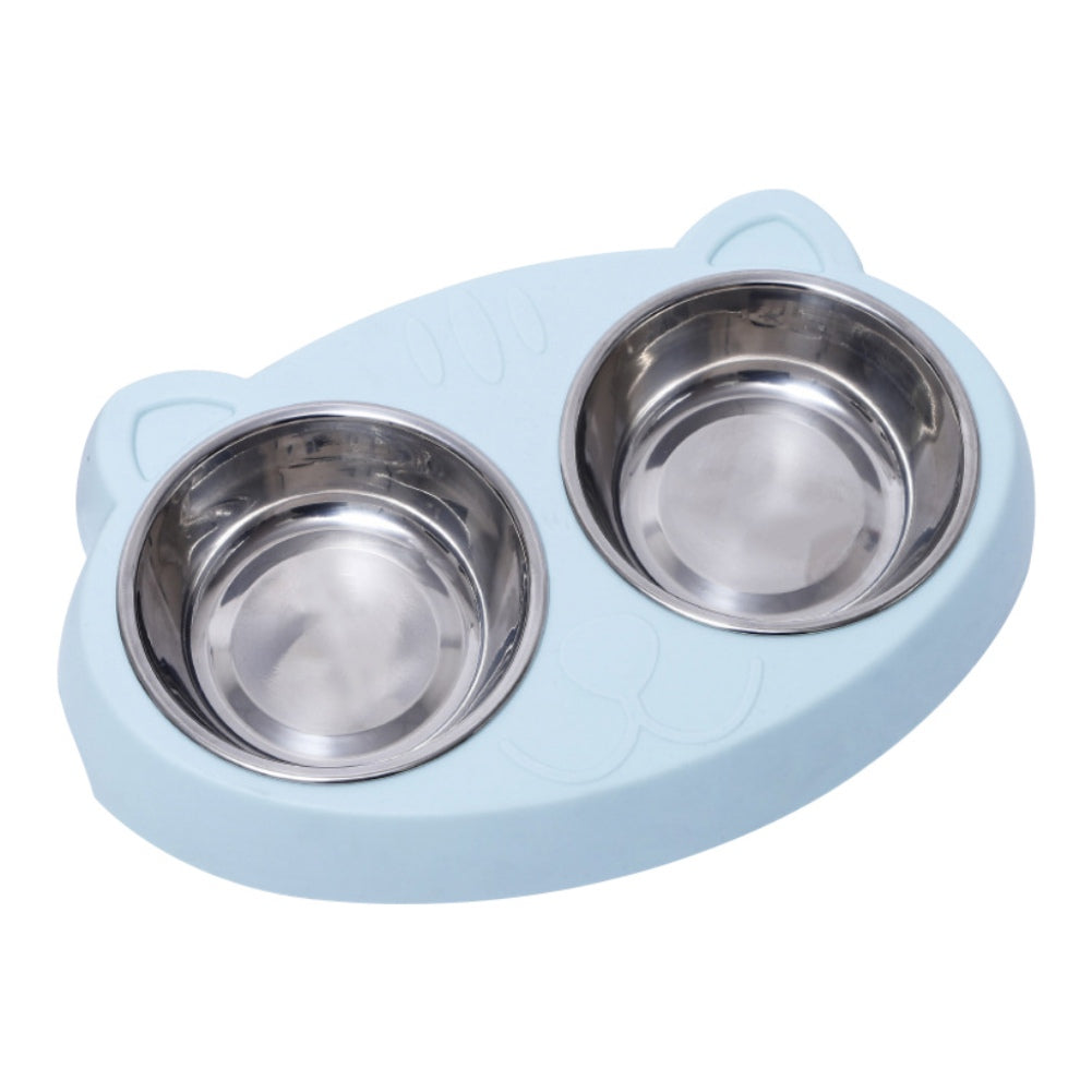 Dog Bowls Double Dog Water And Food Bowls Stainless Steel Bowls With Non-Slip Resin Station, Pet Feeder Bowls For Puppy Medium Dogs Cats