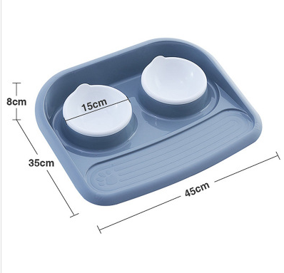 Environmental Pet Bowl Plastic Anti-skid Double Bowl Anti-knocking, Eating and Drinking Dual-purpose Dog Feeder Dog Pot